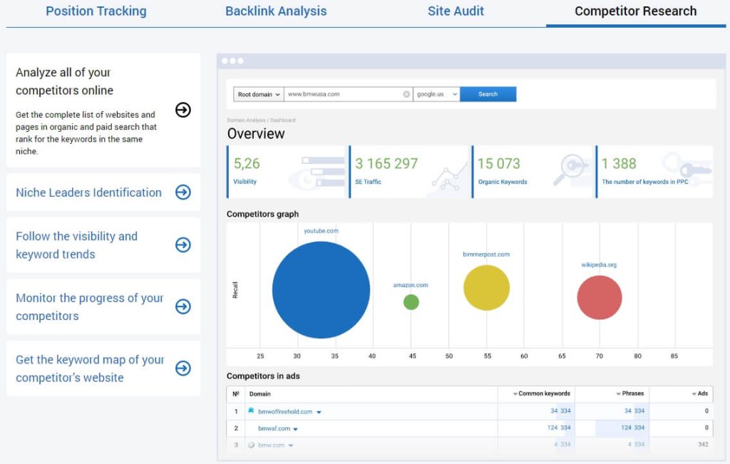 Competitor keyword and PPC visibility dashboard from Serpstat for strategic bidding and targeting
