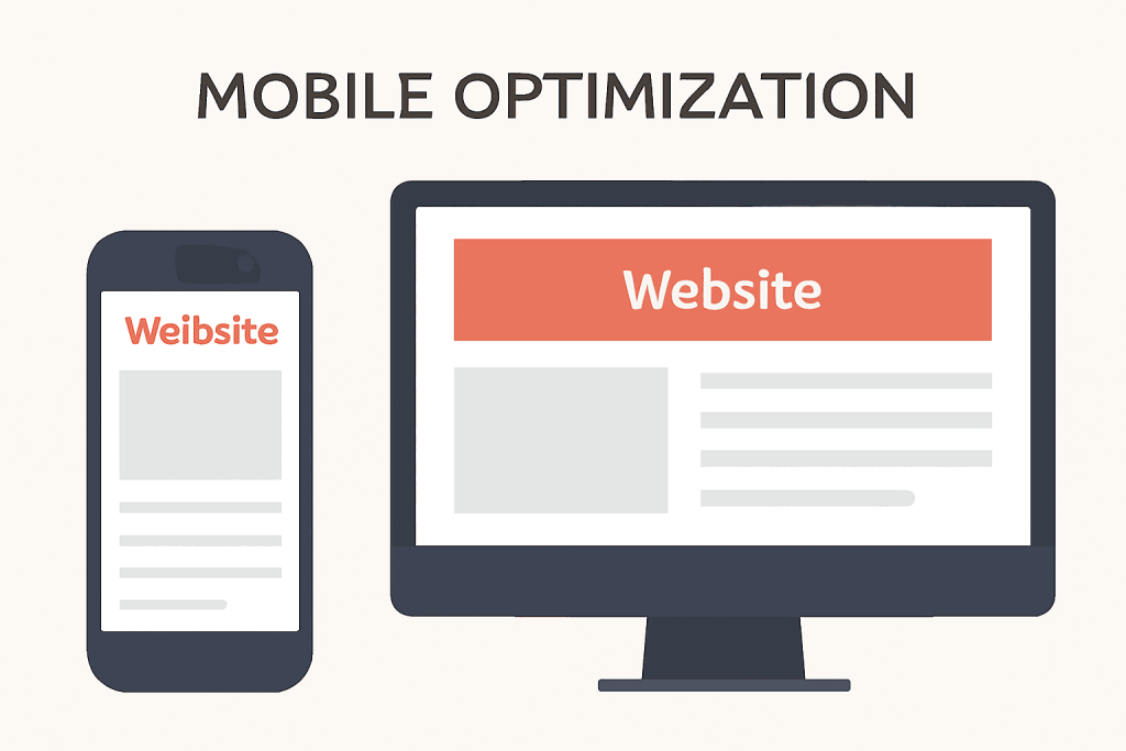 Comparison of mobile and desktop views of a website, showcasing mobile optimization and responsive design for Ghanaian businesses.