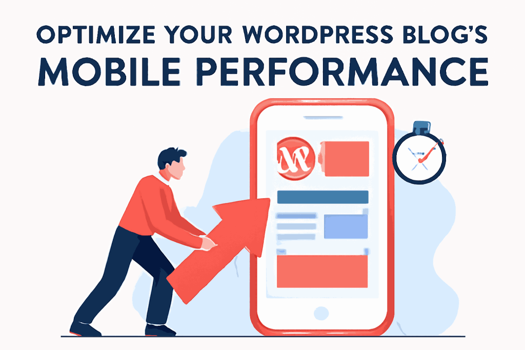 Infographic showing steps to optimize WordPress blog mobile performance for SEO.