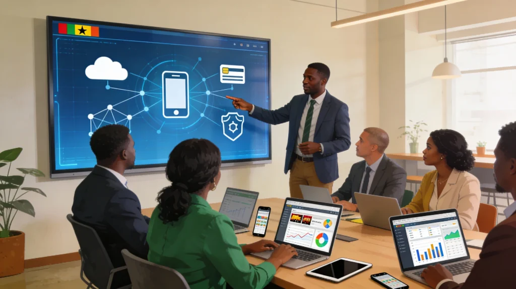 Ghanaian small business owners work with IT experts to build digital strategies and boost online presence