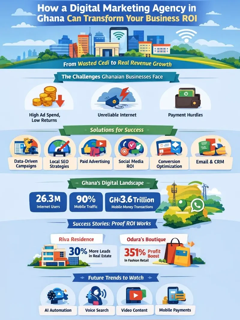Infographic on How Digital Marketing Agencies in Ghana Can Transform Your Business ROI